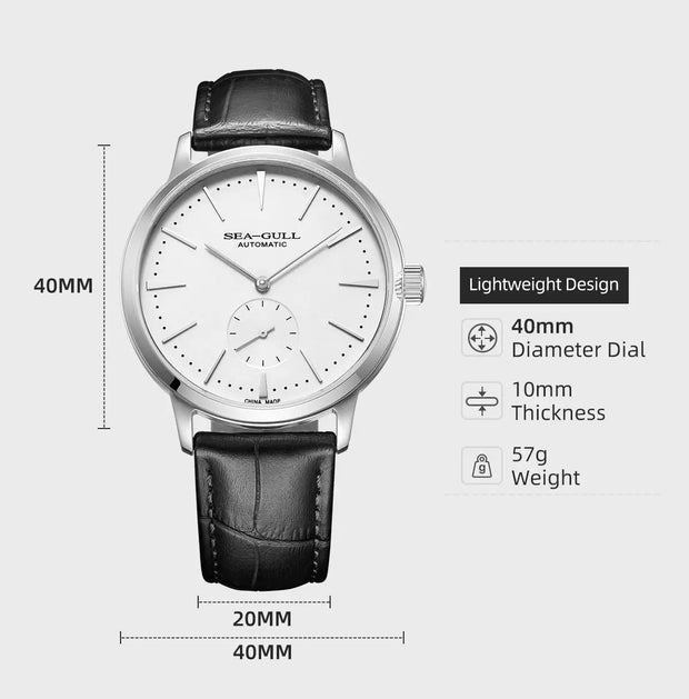 2025 Seagull Business Watch Men's Mechanical Wristwatches 50m Waterproof Leather Valentine Male Watches relogio masculino 6075