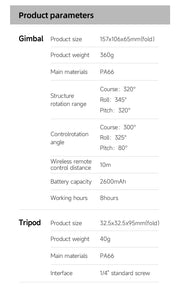 Handheld 3-Axis Gimbal Phone Holder Anti Shake Video Record with Selfie Tripod Stabilizer for Xiaomi iPhone Cellphone Smartphone