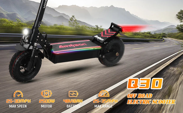 Arwibon Q30 2500W Adult Electric Scooter Single Motor Max Speed 50-60km/h, 48V16AH, 11 Inch Off Road Tire Sports Folding Electri