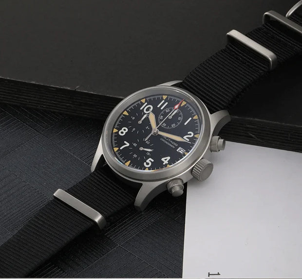 MILITADO Chronograph 39mm Watch BGW-9 Luminous Retro Military 100m Waterproof VK61 Quartz Movement Steel Vintage Men Wristwatch