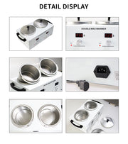 Electric Double Pot Wax Warmer Wax Heater Warmer with LED Display Skin Hair Removal Adjustable Temperature For Beauty Salon Home