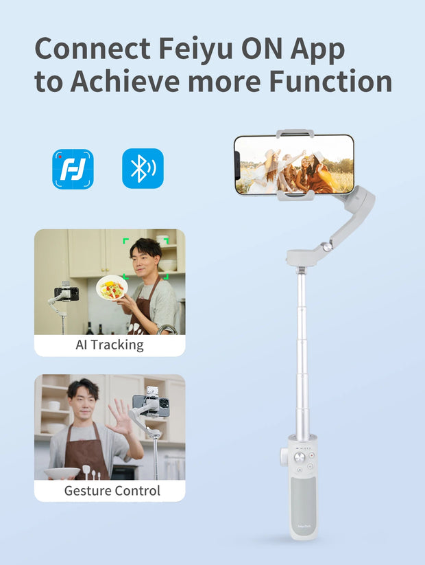 FeiyuTech VB4 Kit Smartphone Stabilizer Face Tracking Fill light 3-Axis Phone Gimbal Built-in Selfie Stick Portable iPhone16