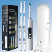 Round head electric toothbrush rotating visual electric toothbrush display automatic rechargeable adult couple men and women gif