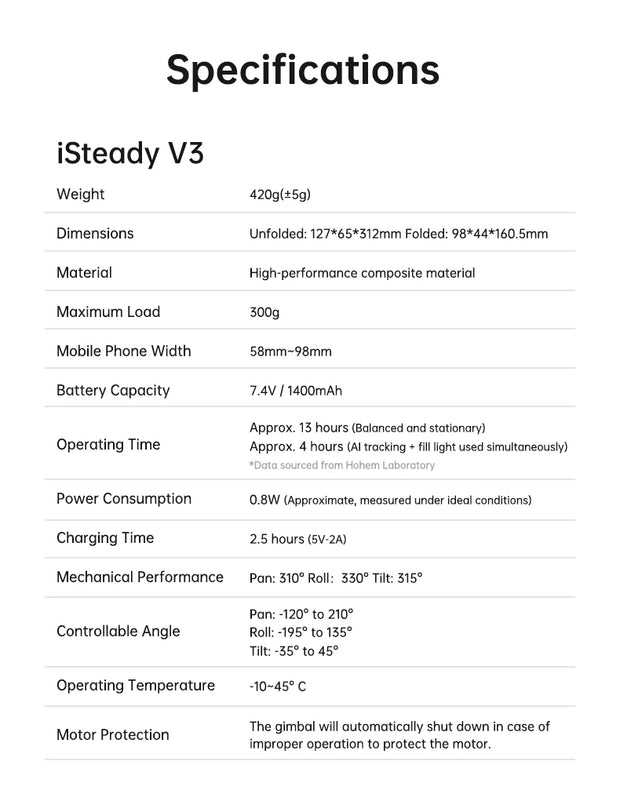 hohem Official V3 Smartphone Stabilizer Ai Face Tracking 3-Axis Phone Gimbal Built-in Selfie Stick Portable iPhone16/Samsung