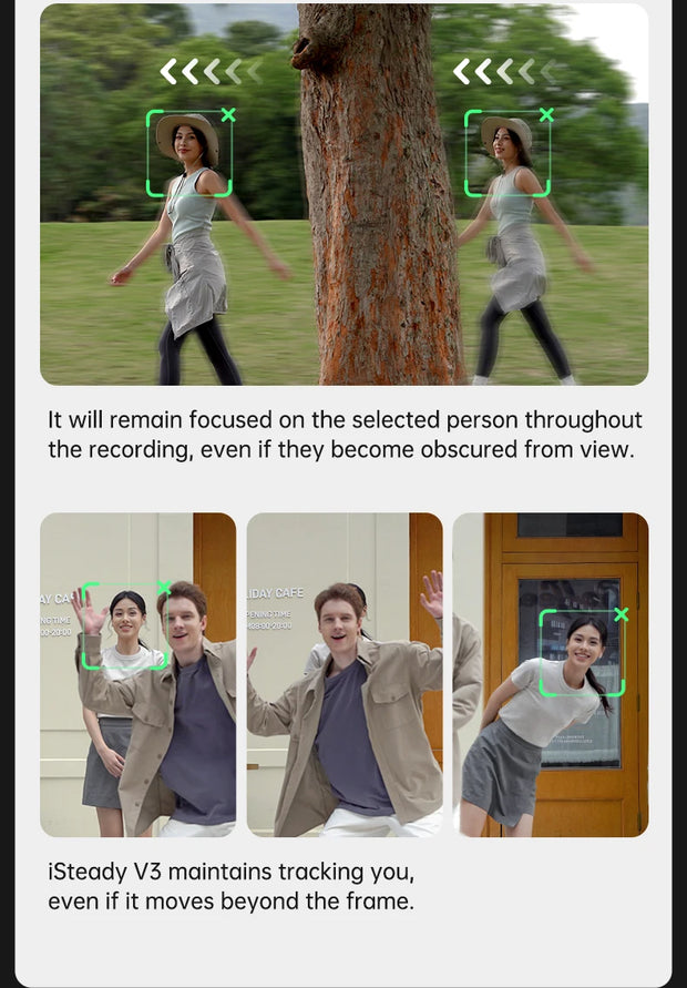 hohem Official V3 Smartphone Stabilizer Ai Face Tracking 3-Axis Phone Gimbal Built-in Selfie Stick Portable iPhone16/Samsung