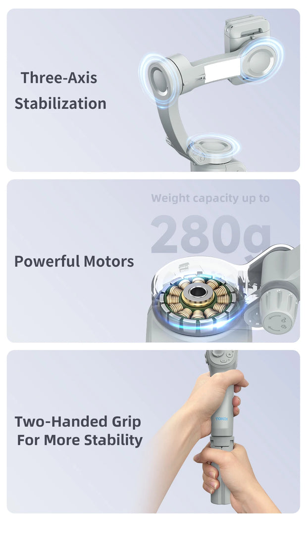 M01 3-Axis Smart Gimbal Handheld Stabilizer Selfie Tripod with Fill Light for Smartphone Anti Shake Foldable for Xiaomi iPhone