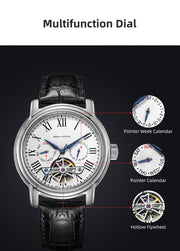 2025 New Seagull Men's Watch Automatic Mechanical Wristwatch Multi-Function Hollow Flywheel Business Simple Watch D819.622