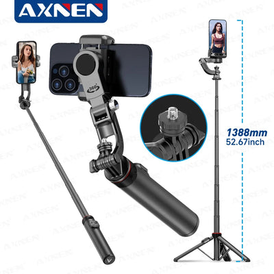 AXNEN C22 AI Tracking 360° Rotational Shoot Deskpot Handheld Gimbal Tripod Extendable Selfie Stick Wireless Remote for Vlog