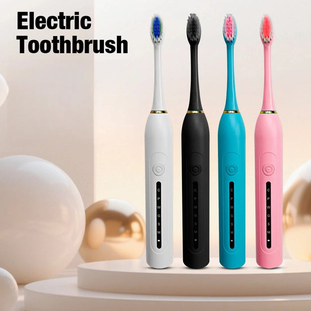 Smart Sonic Electric Toothbrush Waterproof Portable with Ultra Fine Soft Bristles 6 Speed Charging for Adults And Children