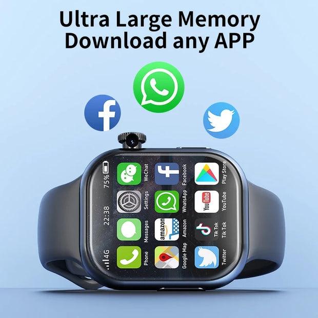 8GB+128GB S10 Cellular Version Smartwatch 4G Android 10.0 180° Rotating Camera 256GB Storage GPS WIFI Global Version Smart Watch