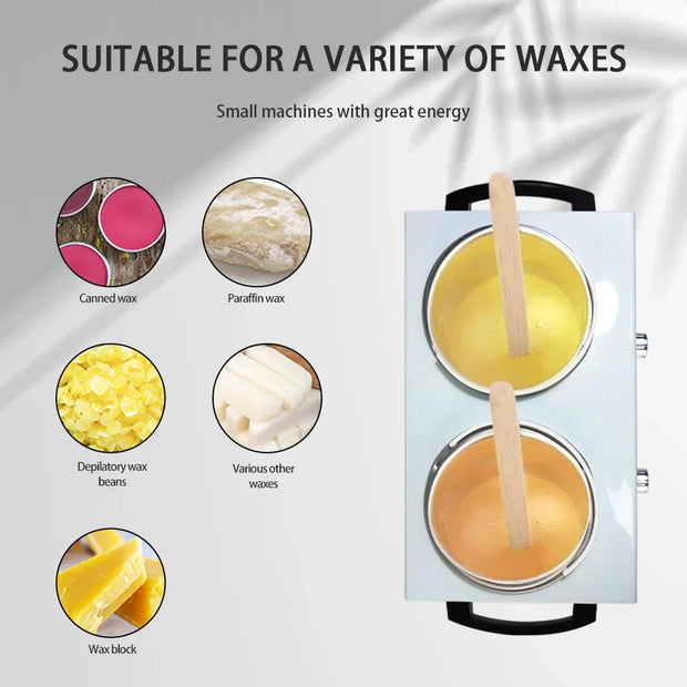 Wax Heater Double Paraffin Electronic Display Facial Skin SPA Equipment Dual Hot Hair Removal Tool Adjustable Temperature