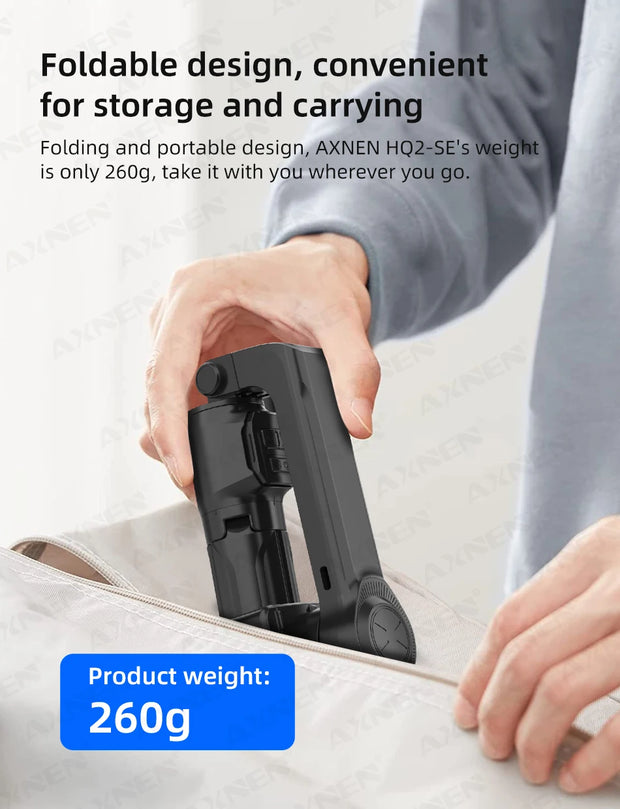 AXNEN HQ2 SERIES Mobile Phone Stabilizer Handheld Gimbal for Smartphone Gopro Action Camera Extension Rod Selfie Stick Tripod