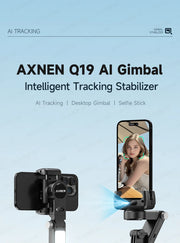 AXNEN Q19 AI Desktop Gimbal Stabilizer 360 Rotation Auto Face Tracking Mobile Phone Handheld Anti-shake Selfie with Fill Light