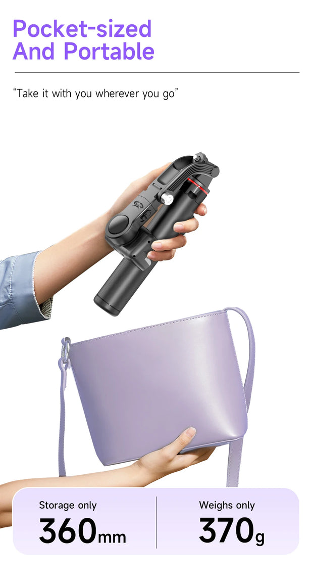 AI Face Tracking Handheld Gimbal Stabiliser 360° Shoot,Magnetic Remote Selfie Stick Tripod for Smartphone,1/4'' Screw for Camera