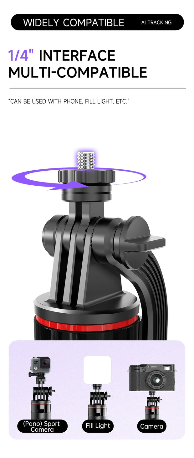 AI Face Tracking Handheld Gimbal Stabiliser 360° Shoot,Magnetic Remote Selfie Stick Tripod for Smartphone,1/4'' Screw for Camera