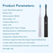 Smart Sonic Toothbrush for Adults, 2025 New with 6 Custom Modes & Quad Brush Heads, Intelligent Timer for Personalized Oral Care