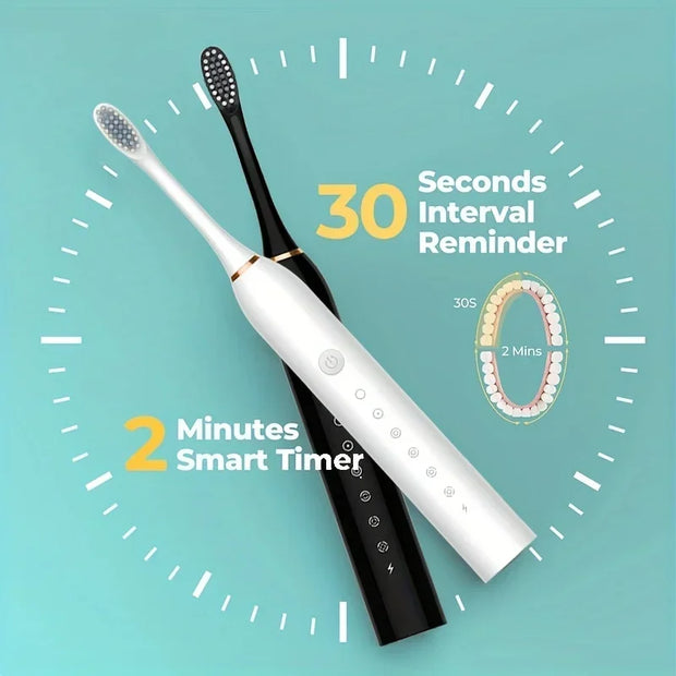 Smart Sonic Electric Toothbrush Waterproof Portable with Ultra Fine Soft Bristles 6 Speed Charging for Adults And Children