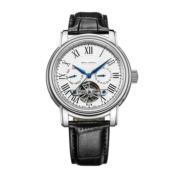 2025 New Seagull Men's Watch Automatic Mechanical Wristwatch Multi-Function Hollow Flywheel Business Simple Watch D819.622