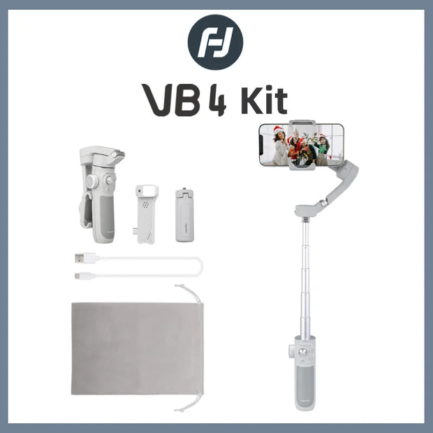 FeiyuTech VB4 Kit Smartphone Stabilizer Face Tracking Fill light 3-Axis Phone Gimbal Built-in Selfie Stick Portable iPhone16