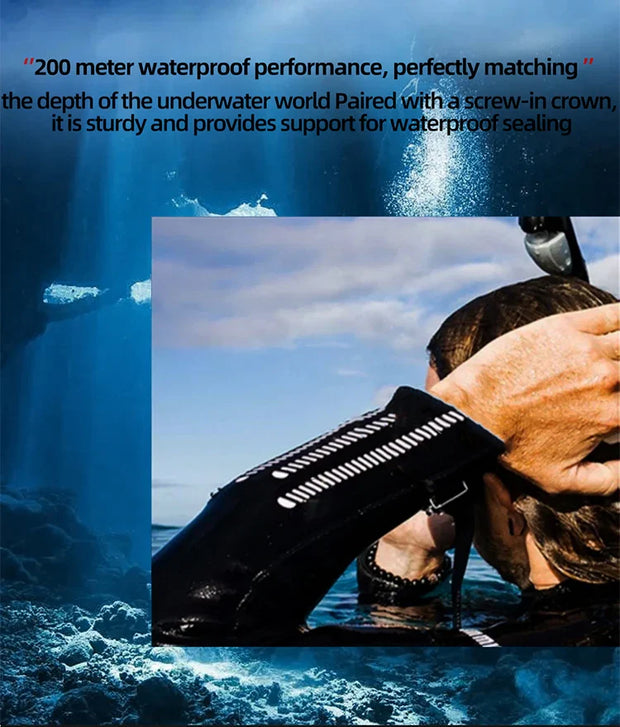 ADDIESDIVE Diving AD2040 Quartz Watches Stainless Steel 200m Waterproof Calendar Display Wristwatch Fashion Super Luminous Watch