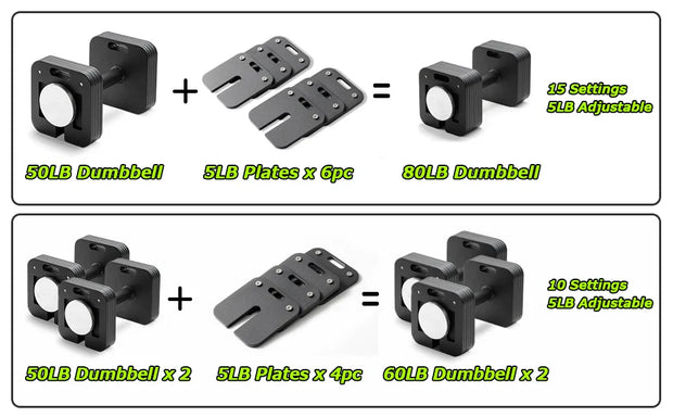 3-in-1 Adjustable Dumbbell Set Free Weight Dumbbells, Kettlebells, and Barbell for Versatile Fitness Training