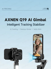 360° AI Handheld Gimbal Mobile Phone Anti-Shake Stabilizer Auto Face Tracking Aluminum Rod With Fill Light Optional Microphone