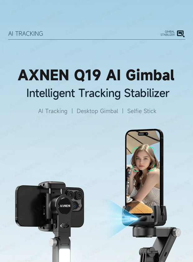 360° AI Handheld Gimbal Mobile Phone Anti-Shake Stabilizer Auto Face Tracking Aluminum Rod With Fill Light Optional Microphone
