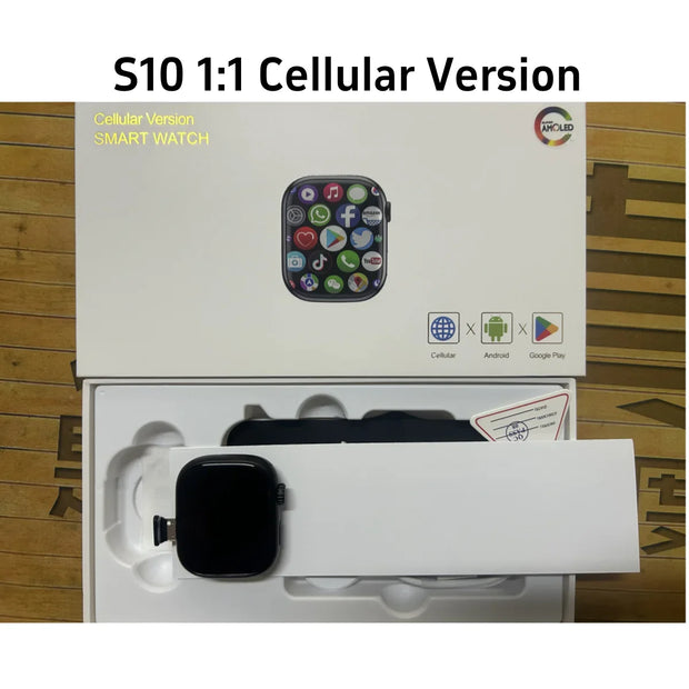 8GB+128GB S10 Cellular Version Smartwatch 4G Android 10.0 180° Rotating Camera 256GB Storage GPS WIFI Global Version Smart Watch