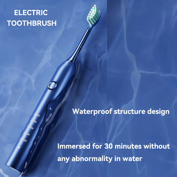 Sonic Electric Adult Toothbrush Rechargeable With 4 Replacement Brush Heads 5 Modes and 3 Intensity 2 Minute Intelligent Timer