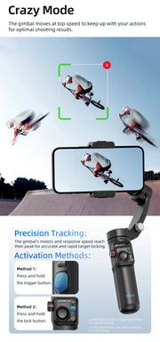 M02 New 3-Axis Handheld Gimbal Stabilizer for Smartphone with Wireless Remote for iPhone Android Phone Face Tracking Tiktok Vlog