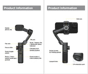 AOCHUAN 3-Axis Handheld Gimbal Stabilizer for Smartphone with Fill Light for iPhone Android Face Tracking Vlog Smart XE