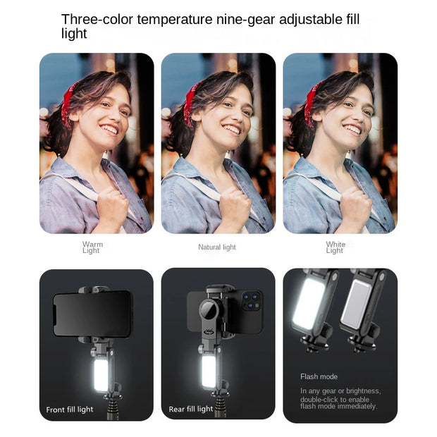 2025 NEW Ai Gimbal Stabilizer Desktop Following Shooting Mode Selfie Stick Monopod With Bluetooth Shutter For Smartphone Live