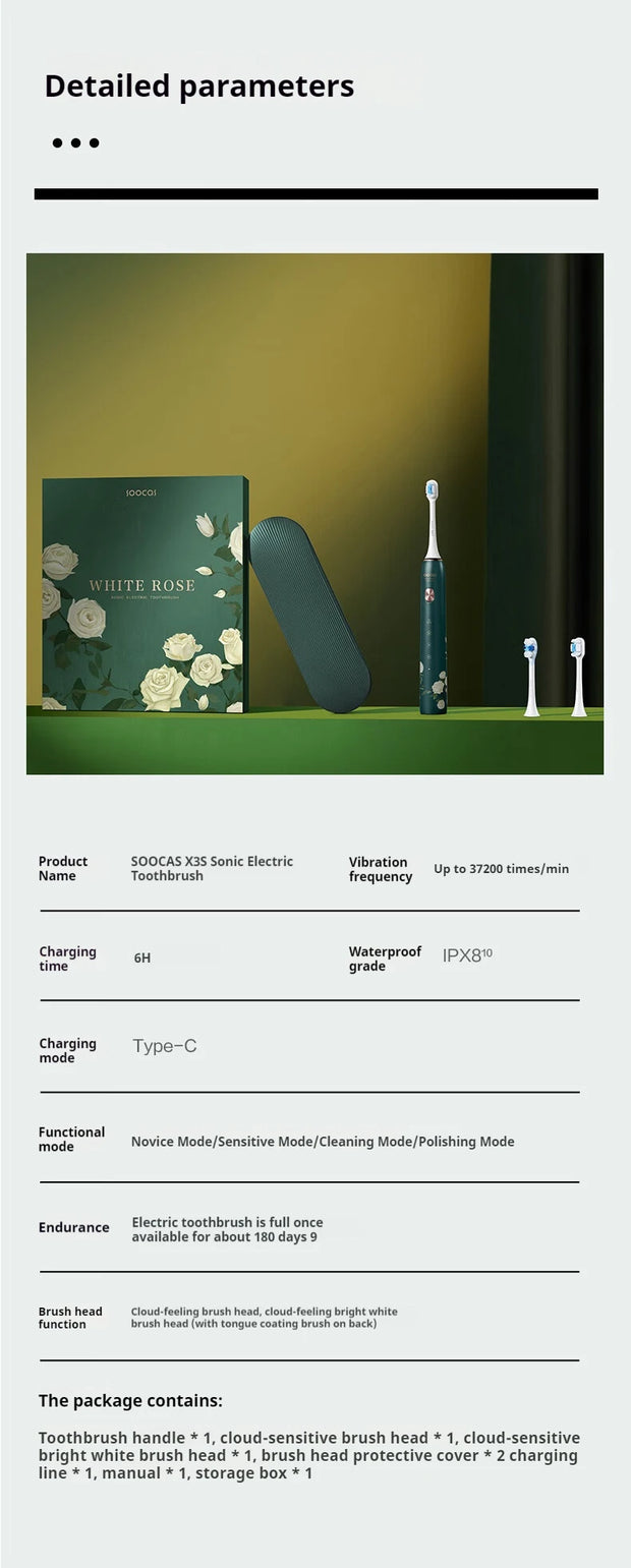 SOOCAS Van Gogh X3S Adult Smart Electric Toothbrush IPX7 Waterproof  Sonic Tooth Brush Upgraded USB Fast Chargeable