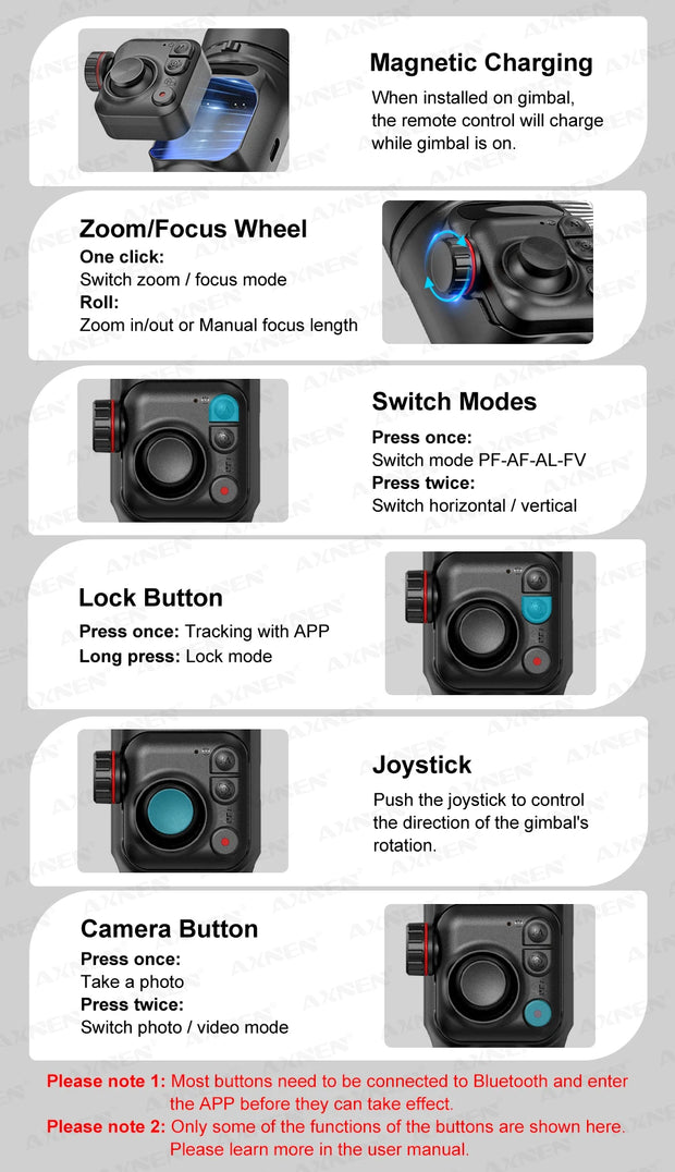 AXNEN M02 Gimbal Smartphone Stabilizer 3-Axis Anti-shake Video Record Handheld Selfie Gimbals for iPhone Android Face Tracking