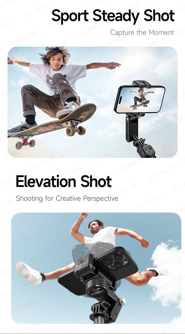 360° AI Handheld Gimbal Mobile Phone Anti-Shake Stabilizer Auto Face Tracking Aluminum Rod With Fill Light Optional Microphone
