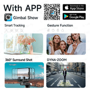 360° AI Handheld Gimbal Mobile Phone Anti-Shake Stabilizer Auto Face Tracking Aluminum Rod With Fill Light Optional Microphone