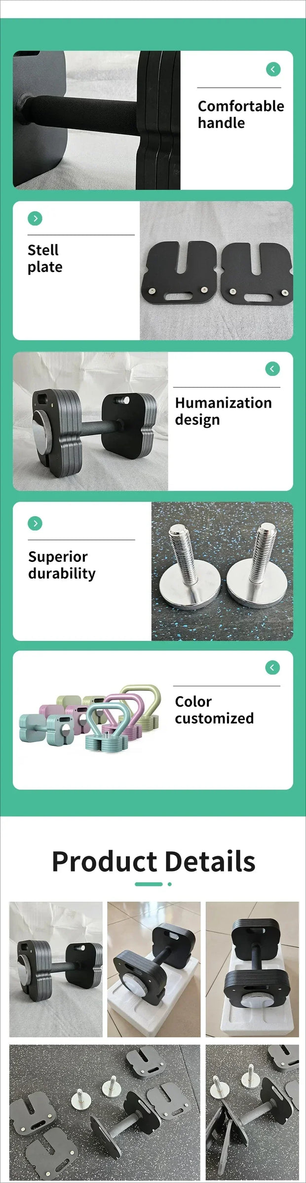 New Adjustable Dumbbell Set All in One Free Weight Adjustable Dumbbells /kettlebell /barbell Set for Home Gym