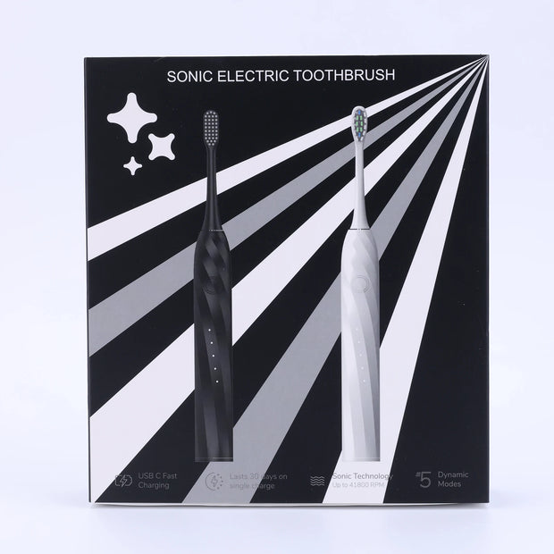 Electric Toothbrush with 4 Brush Heads for Adult 5 Modes Rechargeable Power Toothbrush with 2-Minute Smart Timer