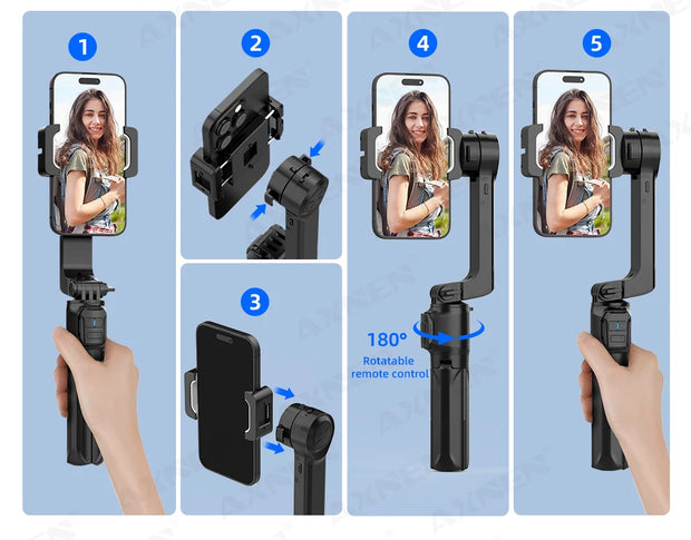 AXNEN HQ2 SERIES Mobile Phone Stabilizer Handheld Gimbal for Smartphone Gopro Action Camera Extension Rod Selfie Stick Tripod