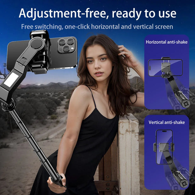 Smart Phone Selfie Stick with Fill Light Anti-Shake Stabilizer Extendable Tripod AI Tracking Gimbal Face Recognition System