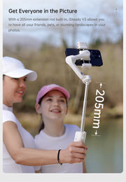 hohem Official V3 Smartphone Stabilizer Ai Face Tracking 3-Axis Phone Gimbal Built-in Selfie Stick Portable iPhone16/Samsung