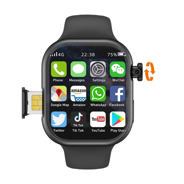 8GB+128GB S10 Cellular Version Smartwatch 4G Android 10.0 180° Rotating Camera 256GB Storage GPS WIFI Global Version Smart Watch