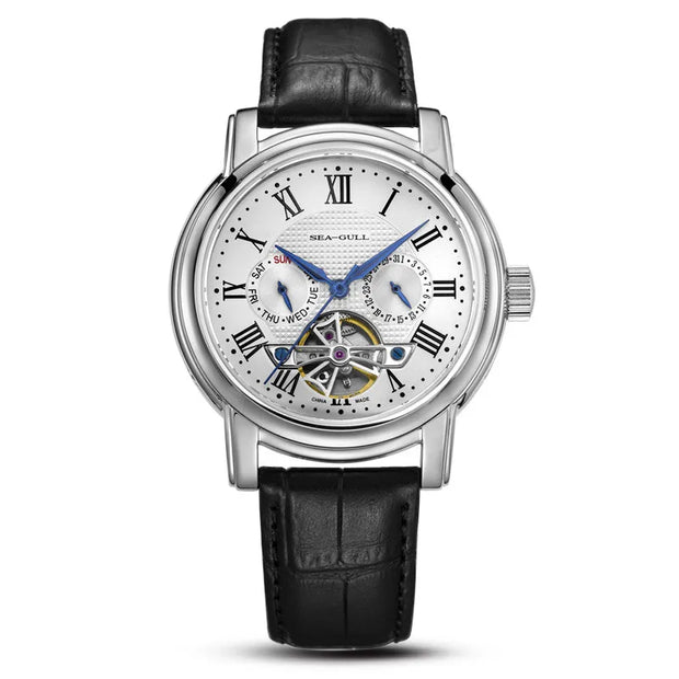 2025 New Seagull Men's Watch Automatic Mechanical Wristwatch Multi-Function Hollow Flywheel Business Simple Watch D819.622
