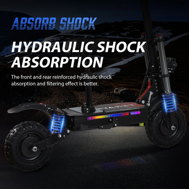 6000W High Power Adult Electric Scooter  Off-Road Commute Foldable 60V 38Ah Large Battery 60 Miles Range 50 Mph Fast E-Scooter