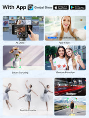 AXNEN C22 AI Tracking 360° Rotational Shoot Deskpot Handheld Gimbal Tripod Extendable Selfie Stick Wireless Remote for Vlog