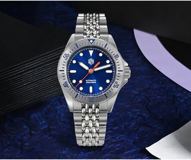San Martin Original Design 38.8mm Upgrade Diver Watch Sunburst Enamel Dial NH35 Automatic Mechanical Luxury Waterproof 200m Lume