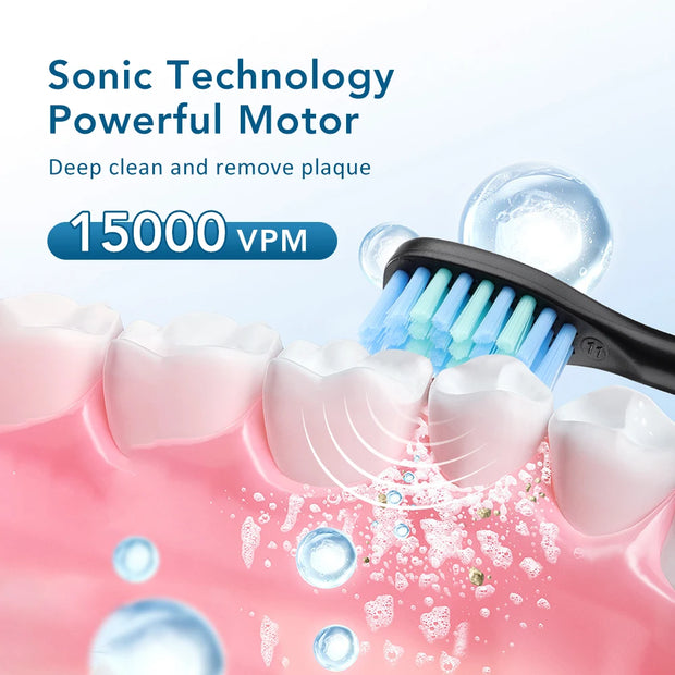 Smart Sonic Toothbrush for Adults, 2025 New with 6 Custom Modes & Quad Brush Heads, Intelligent Timer for Personalized Oral Care