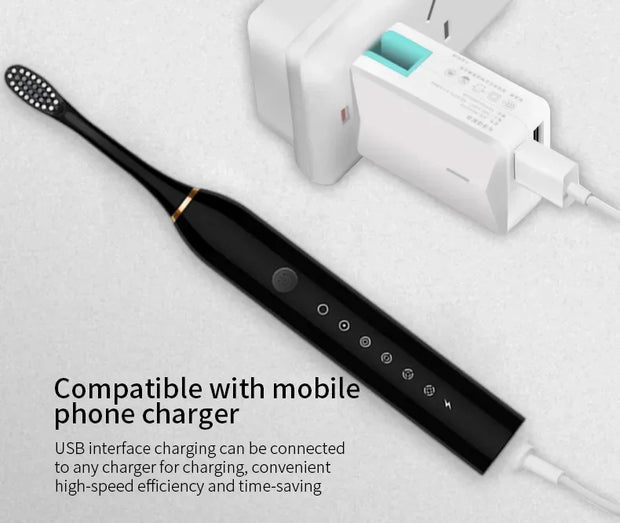Smart Sonic Electric Toothbrush Waterproof Portable with Ultra Fine Soft Bristles 6 Speed Charging for Adults And Children
