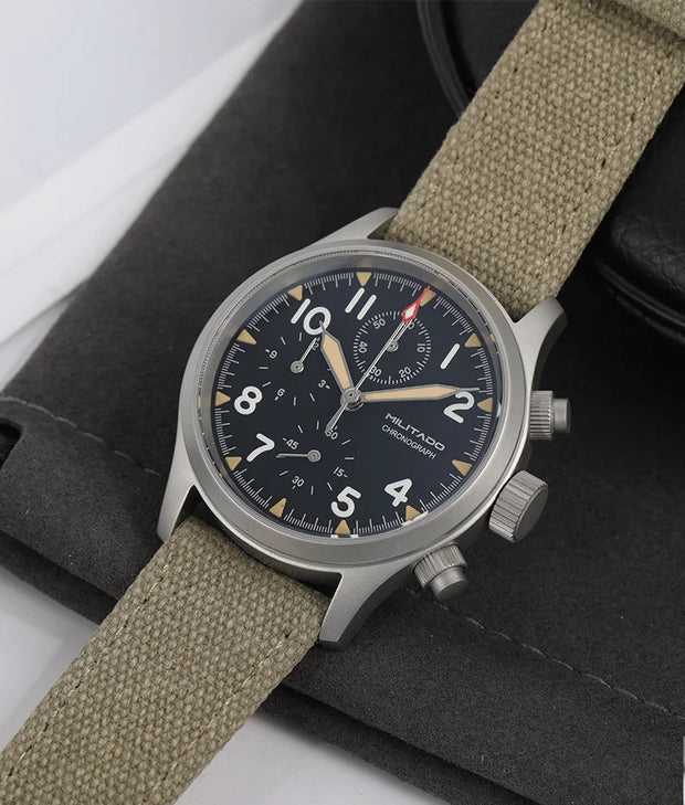 MILITADO Chronograph 39mm Watch BGW-9 Luminous Retro Military 100m Waterproof VK61 Quartz Movement Steel Vintage Men Wristwatch