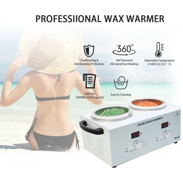 Wax Heater Double Paraffin Electronic Display Facial Skin SPA Equipment Dual Hot Hair Removal Tool Adjustable Temperature